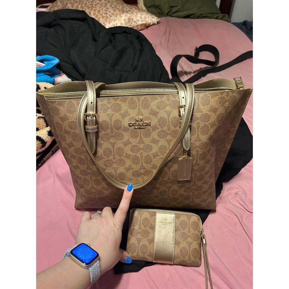 Coach Logo Mollie Tote Bag w/ matching wristlet